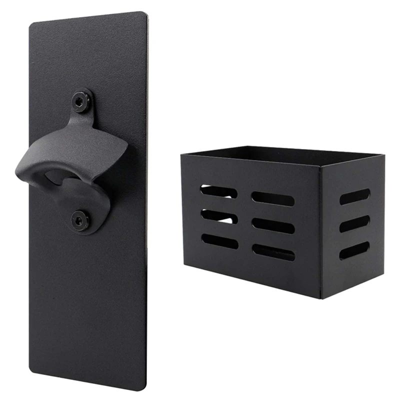 

Simple Wall Mounted Magnet Beer Bottle Opener with Lid Collector