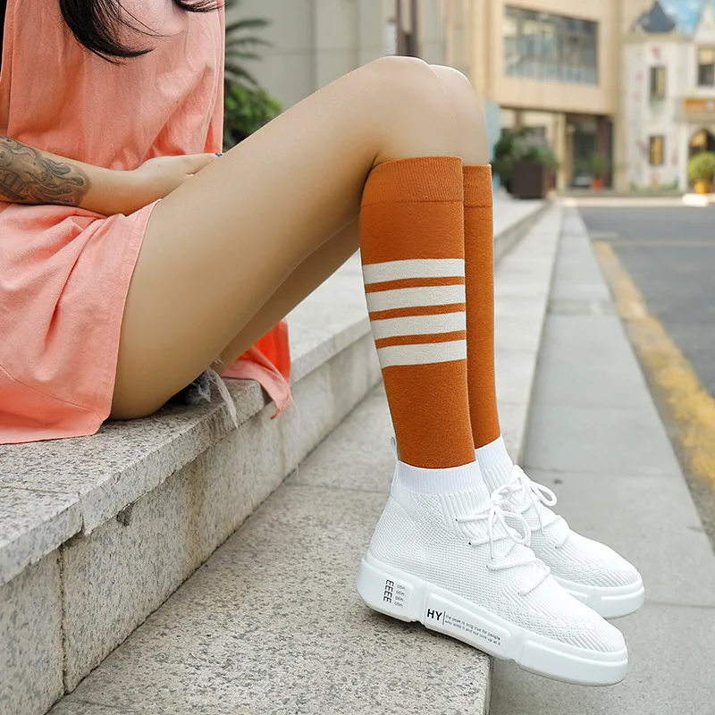 Гольфы чулки в сетку Осень зима Новые японский тренд четыре бар женские