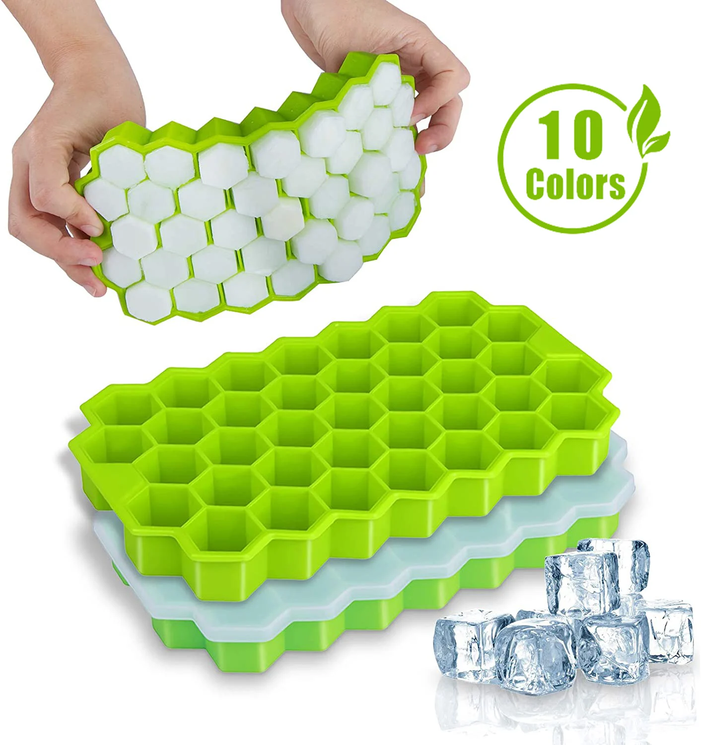 

SILIKOLOVE Honeycomb Ice Cube Trays with Removable Lids Silica Gel Ice Cube Mold BPA Free