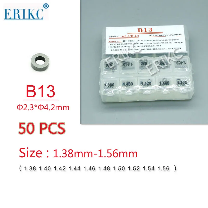 

50PCS ERIKC Shims B13 Size 1.40mm-1.58mm Fuel Injector Common Rail Injector Shims Adjustment Standard Sealing Washer for Bosch