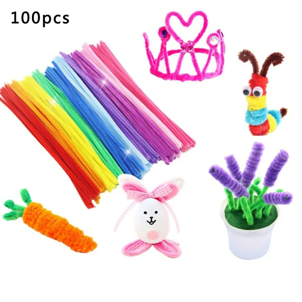 100pcs Chenille Stems Pipe Cleaners Kids Plush Stick Children's Educational Toys Handmade Art Materials DIY Craft Supplies - купить по