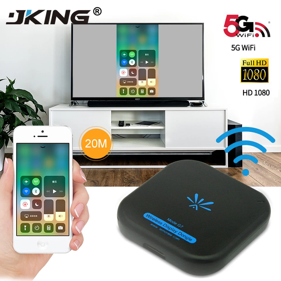 JKING Новый ТВ-флешка Mirascreen G7 5 ГГц высокоскоростной Wi-Fi дисплей ТВ-ключ с поддержкой