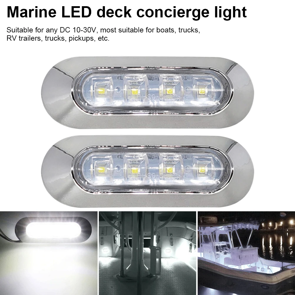 

2Pcs 12V/24V Marine Boat Transom LED Stern Light Round White LED Tail Lamp Waterproof IP68 Yacht Side Marker Courtesy Lights