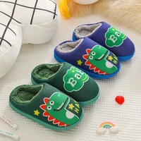 cartoon dinosaur children slippers autumn winter warm thick slip on fuzzy slippers cotton indoor home casual shoes boys footwear