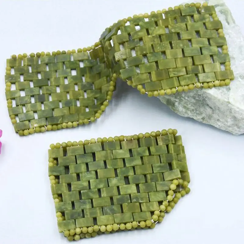 Натуральная Зеленая Нефритовая маска для глаз массажер лица лечебный камень