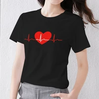 t shirt simple womens commuter casual personality chest love print black round neck sports shirt basic fashion short sleeves