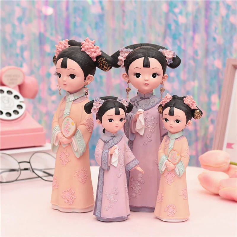 

Creative Retro Palace Style Auspicious Girl Ornaments Lattice Furnishings Wine Cabinet Living Room Bedroom Decor Crafts Gifts