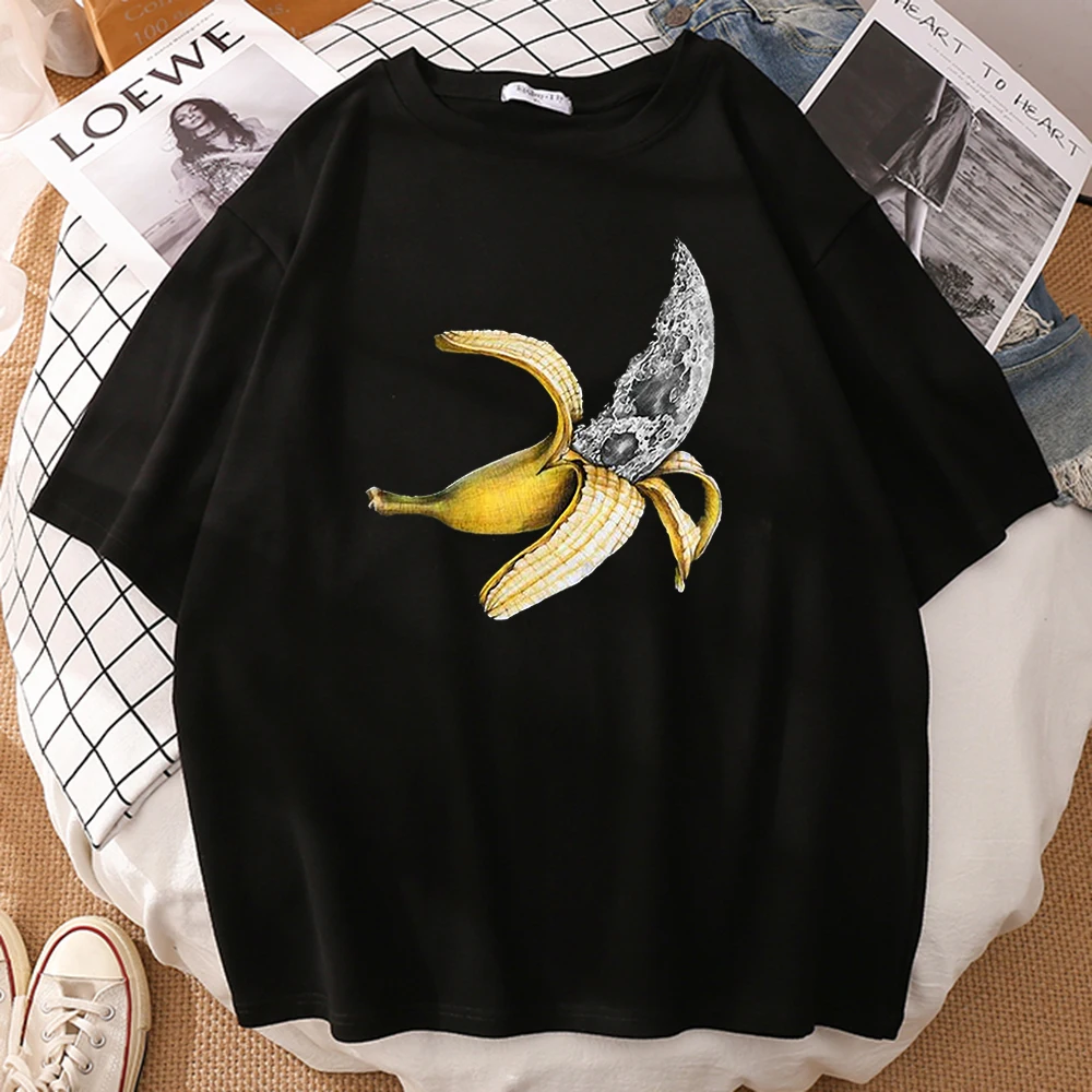 

Женская футболка с принтом бананов, Повседневная футболка с коротким рукавом и круглым вырезом, с графическим принтом, в стиле хип-хоп, лето ...