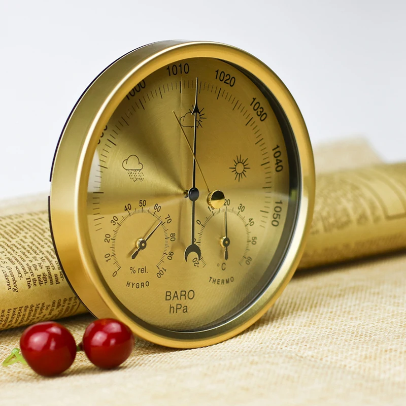 Настенный термометр 132 ММ золотого цвета барометр гигрометр измеритель