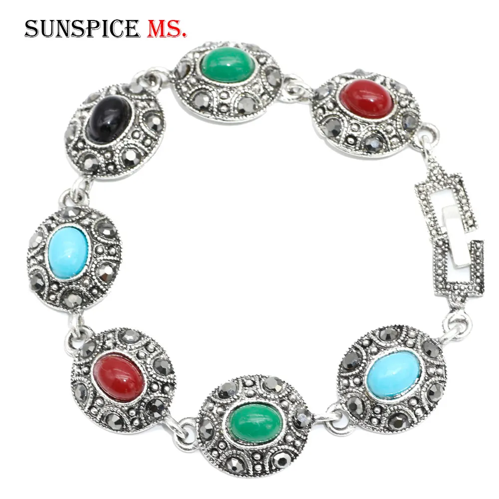 SUNSPICEMS богемный винтажный браслет для женщин античный золотой серебряный цвет