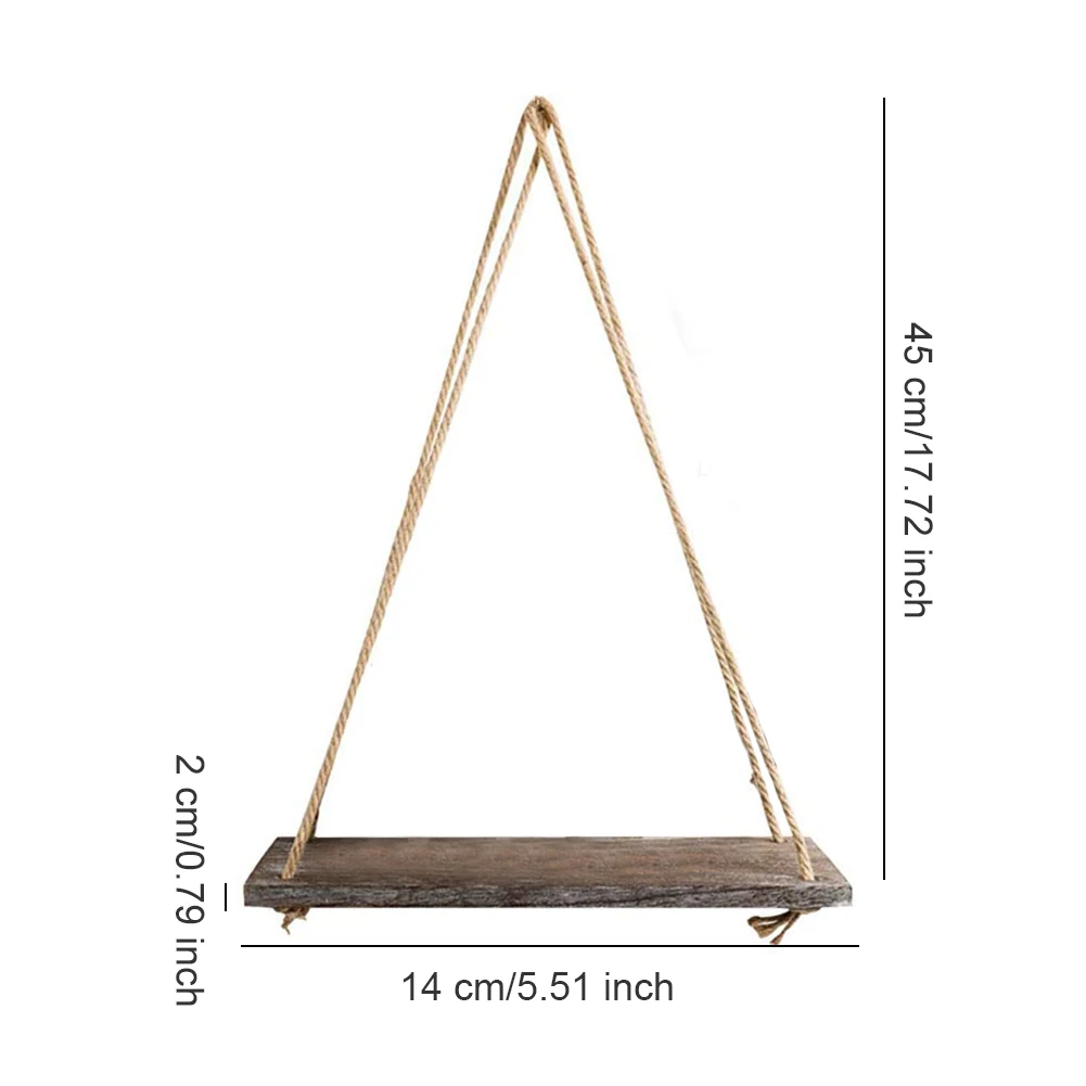 

Premium Rustic Wooden Hanging Rope Shelf Handmade Floating Shelf Rustic Storage Plant Flower Pot Display Indoor Outdoor Decor