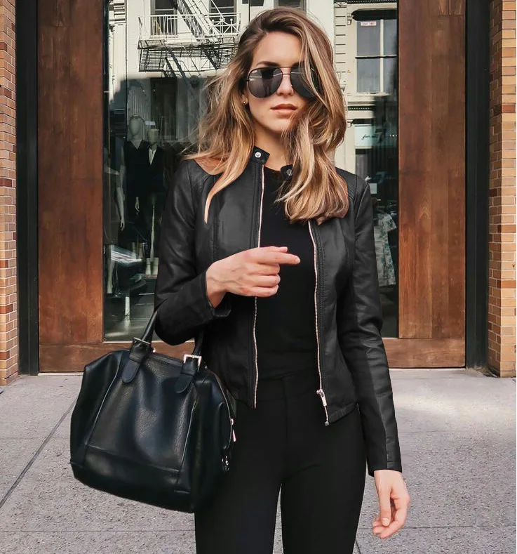 

women's fashion leather PU suit jacket New autumn and winter