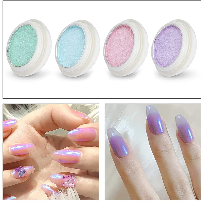 

Mermaid Mirror Sparkly Chrome Pigment Nail Glitter Powders Aurora Laser DIP Dust Manicure Holographic Decoration Nails TLSM