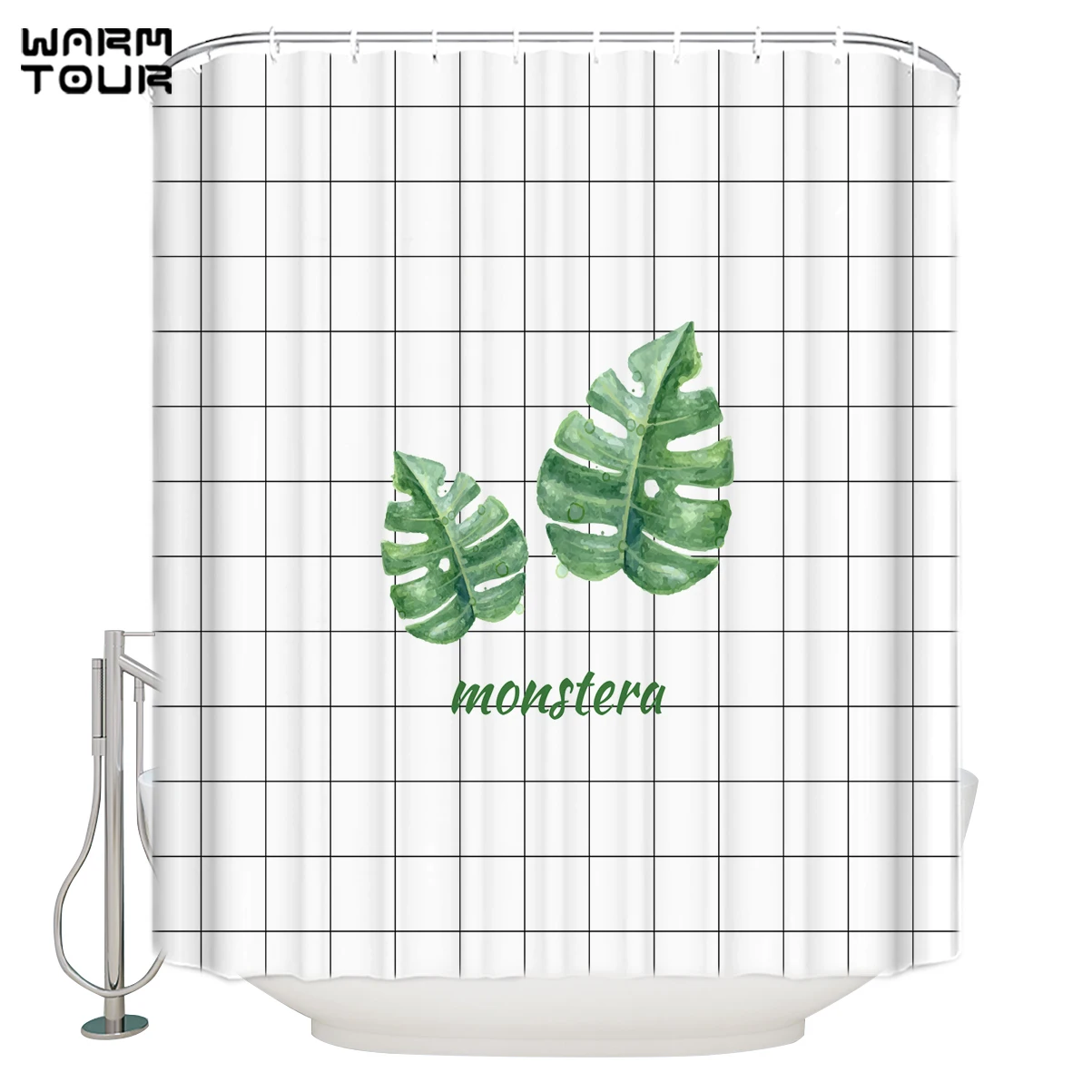 Скандинавский стиль зеленый лист плед занавеска для душа завод