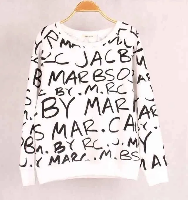 

hoodie women's letters graffiti print top round neck fleece fashion was thin women