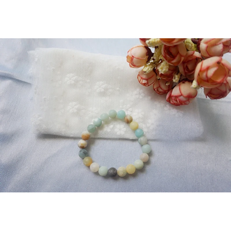 Эластичный браслет STENYA из матового амазонита с матовыми полированными бусинами