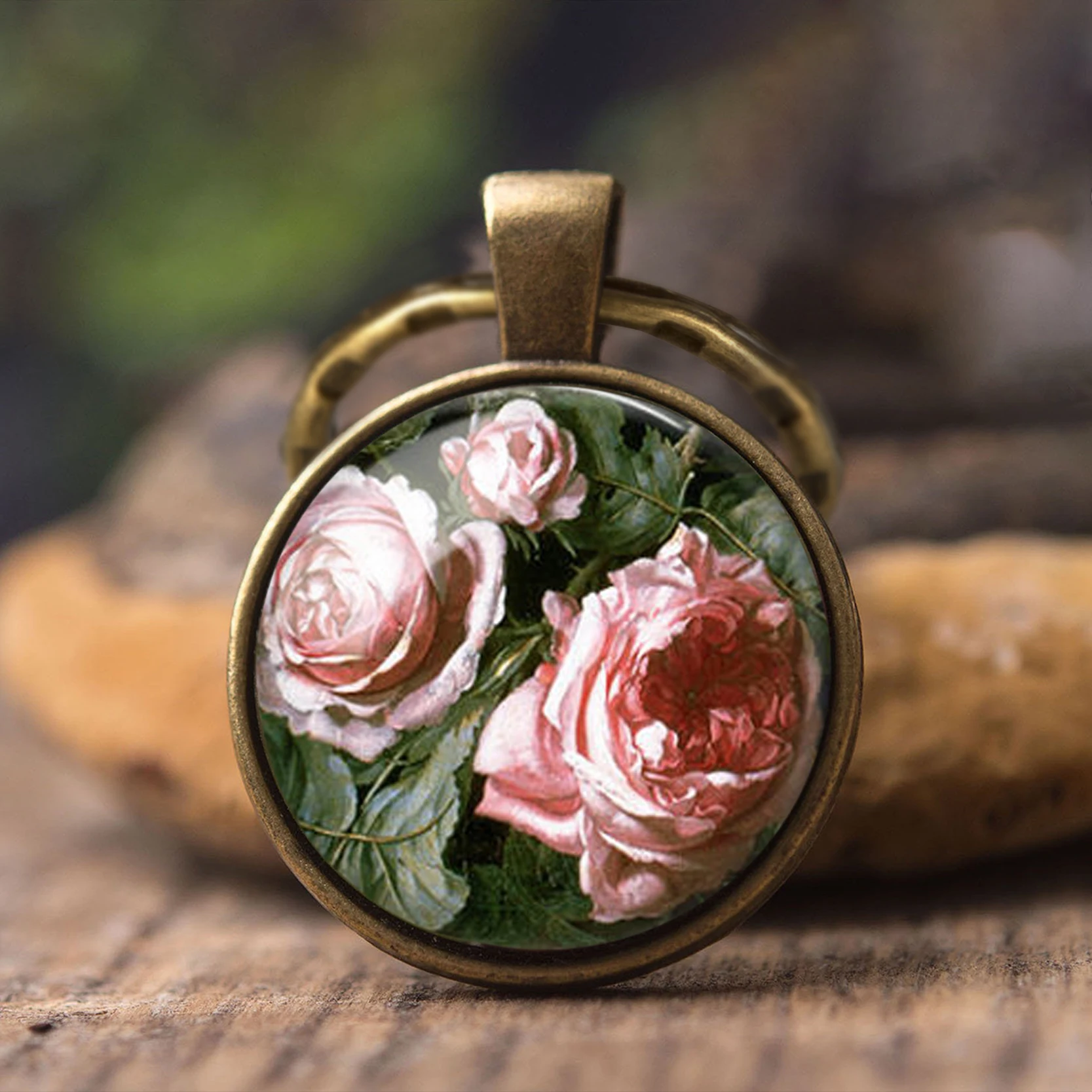 Винтажная брелок с круглыми стеклянными цветами изображение рождественский