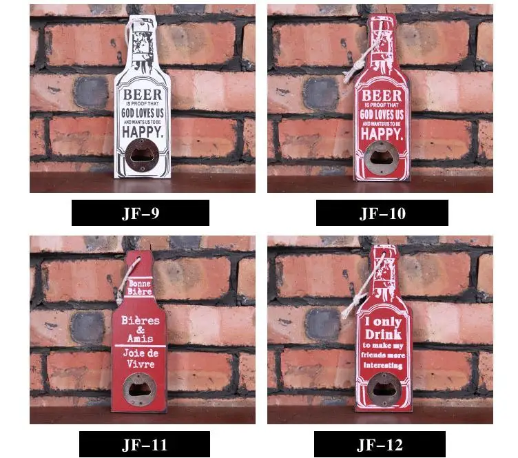 

Free Shipping 50pcs/sets Restaurant Bar Cafe Home Wall Decoration Vintage Wood Handcraft Creative Beer Bottle Opener Wholesale
