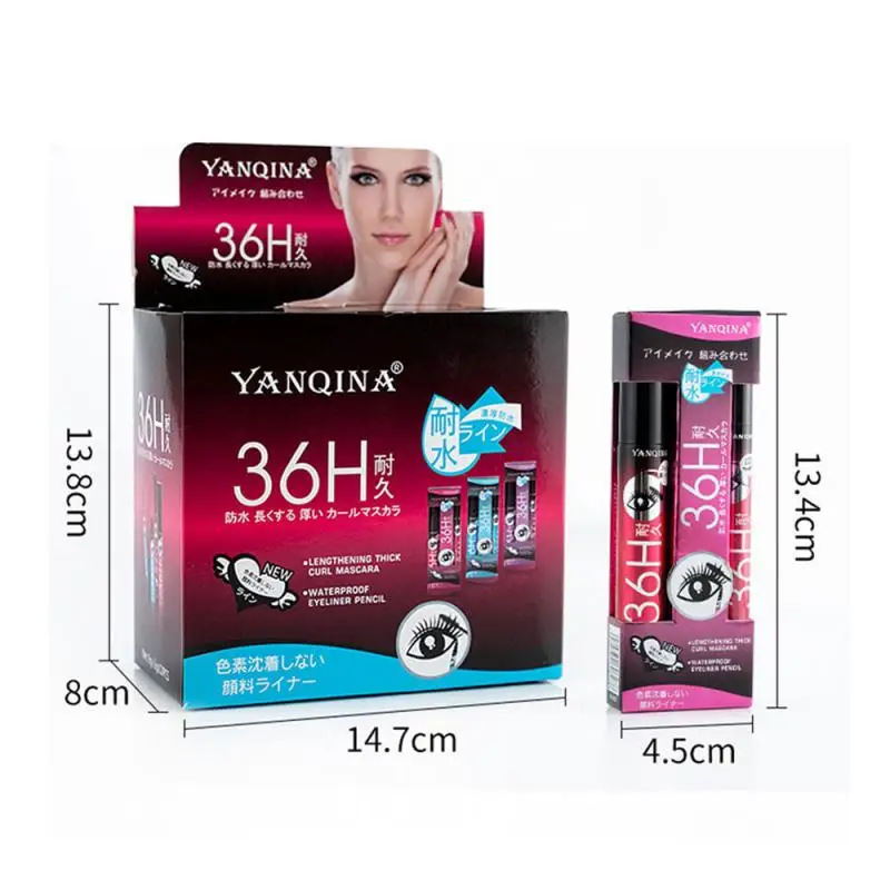 

2Pcs Mascara + Eyeliner Set Curling Quick-drying Lasting Waterproof Thick Natural Lashes Eye Makeup Cosmetics Random Color TSLM1