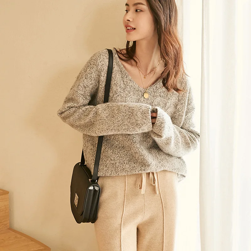 

Women Sweater 100% V-Neck Cashmere Vetements Femme Hivers 2021 2021 Womens Knit Pullover Autumn Loose Tops