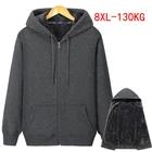 Для мужчин; Сезон зима-осень размера плюс молния свитер с капюшоном размера плюс 5XL 6XL 7XL 8XL толстый теплый серый, черный, темно-синий; Куртка высокого качества