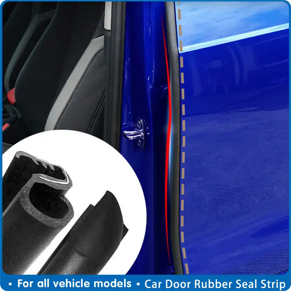 

2Pcs Rubber Seal Strip Car Door Weatherstrip Car Door Edge Rubber Sealing For Car B Pillar Protection Sticker Front Auto Door