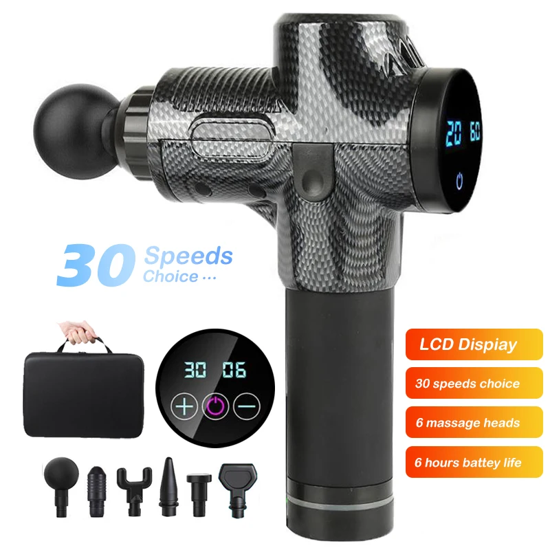 

Therapy Massage Guns Muscle Massager Vibration Massage Fascial Gun Relax Body Slimming Relief 6 Heads With Bag Fitness Equipment