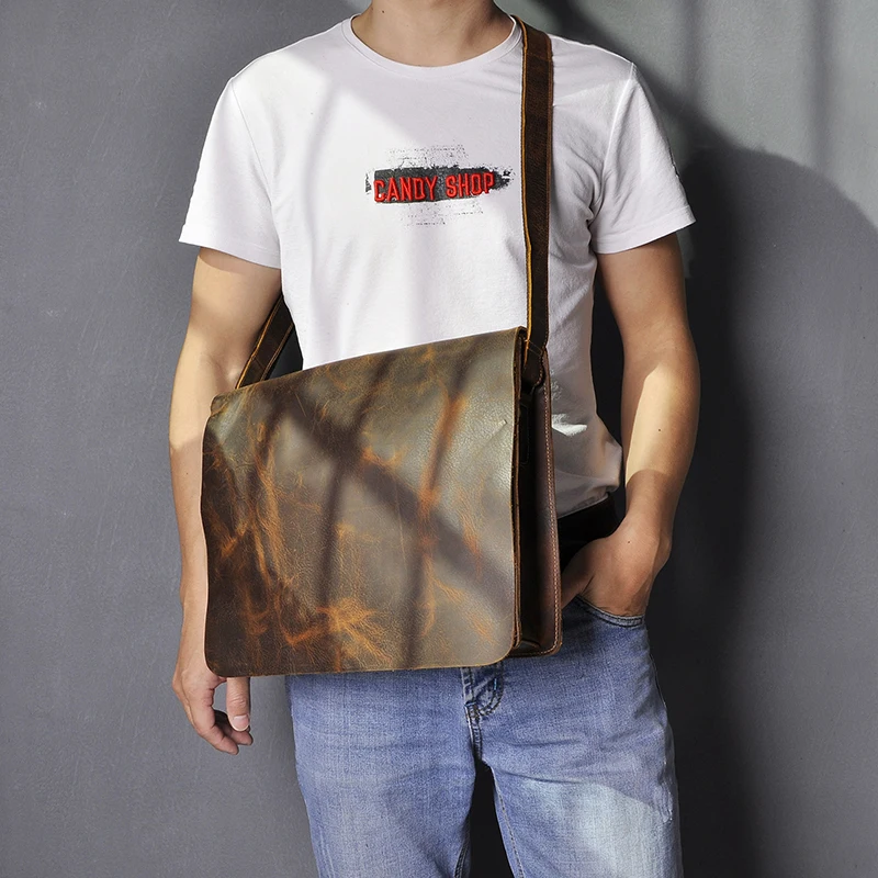 Натуральная кожа мужской дизайн Повседневная сумка через плечо модная для