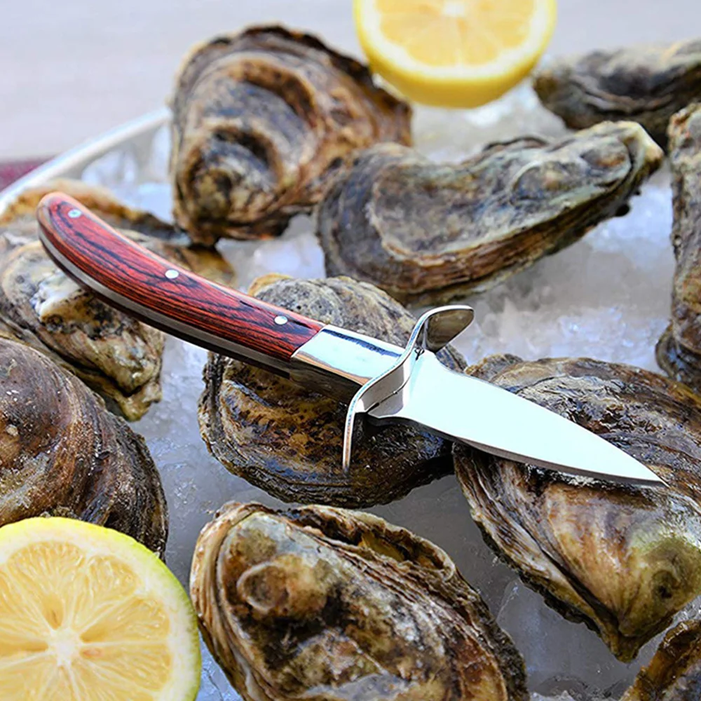 

Oyster Shucker Stainless Steel Oyster Cutter with Wood Handle and Sheath