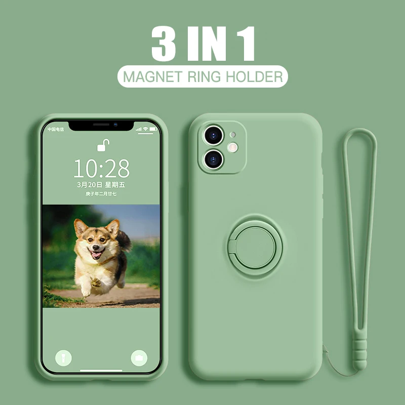 

Simple Protective Case for iPhone 11 12 XS Pro Max Case for iPhoneX XR 7 8 6 6S Plus SE2020 Liquid Silicone Wristband Phone Case