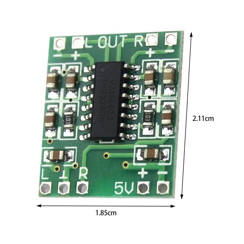

100PCS PAM8403 Super Mini Digital Amplifier Board 2 x 3W Class D Digital Amplifier Board Efficient 2.5 to 5V USB Power Supply