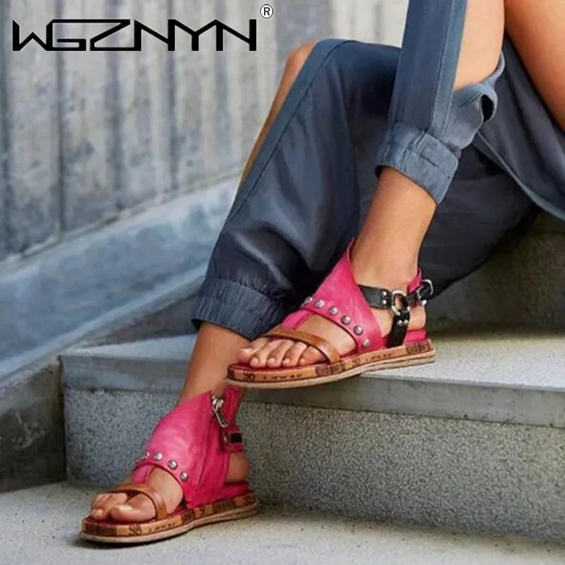 

Women's Sandals Bohemia Retro Style Woman Cross Strap Flats Ladies Open Toe Shoes Summer Female Comfortable Plus Size Footwear