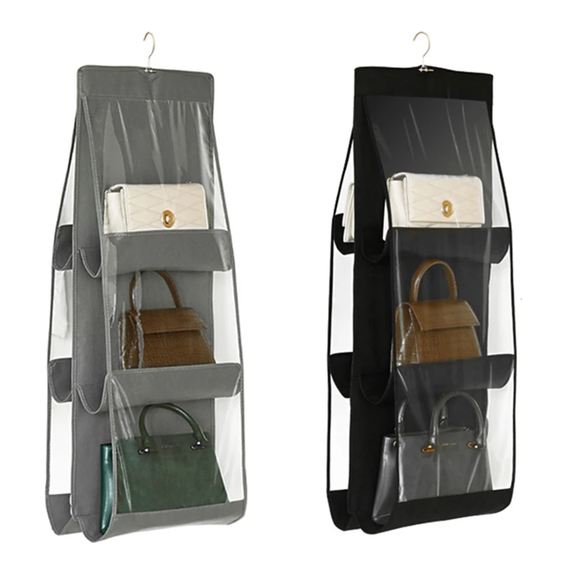 

Purse Handbag Bag Storage Organizer 1pc Non-woven + PVC 360 Hanging 6 Grids
