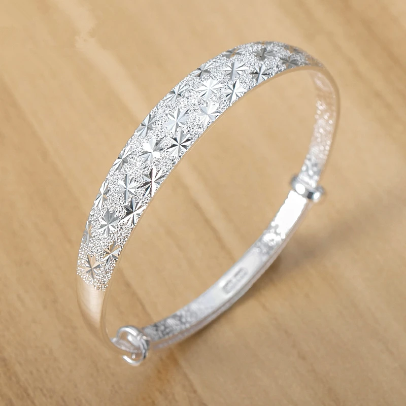 Серебряный браслет для женщин на запястье со звездами регулируемый Pulseira Femme