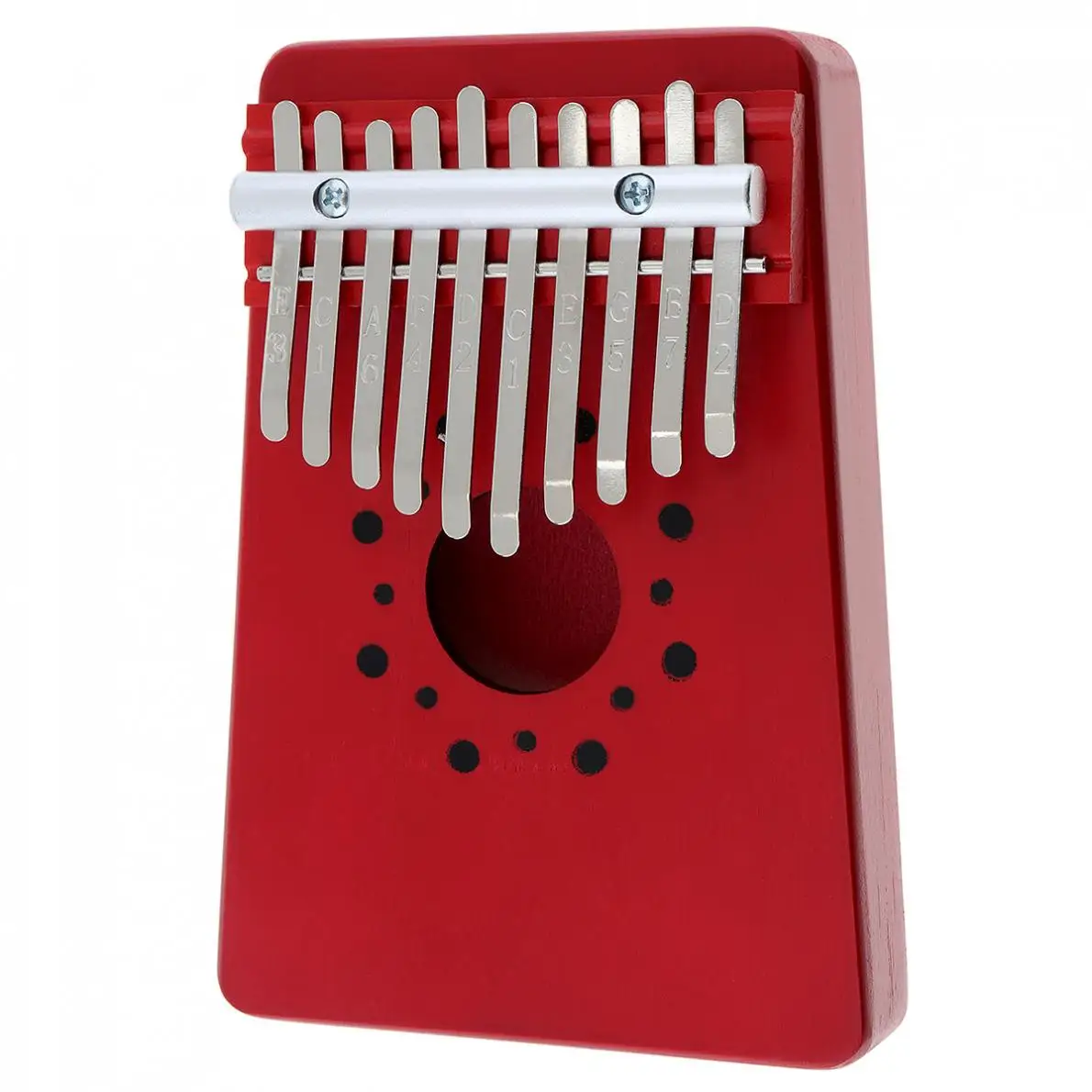 

10 Key Red Kalimba Pine Solid Wood Thumb Piano Mbira Mini Keyboard with Tone Sticker for Beginner / Professional Performance