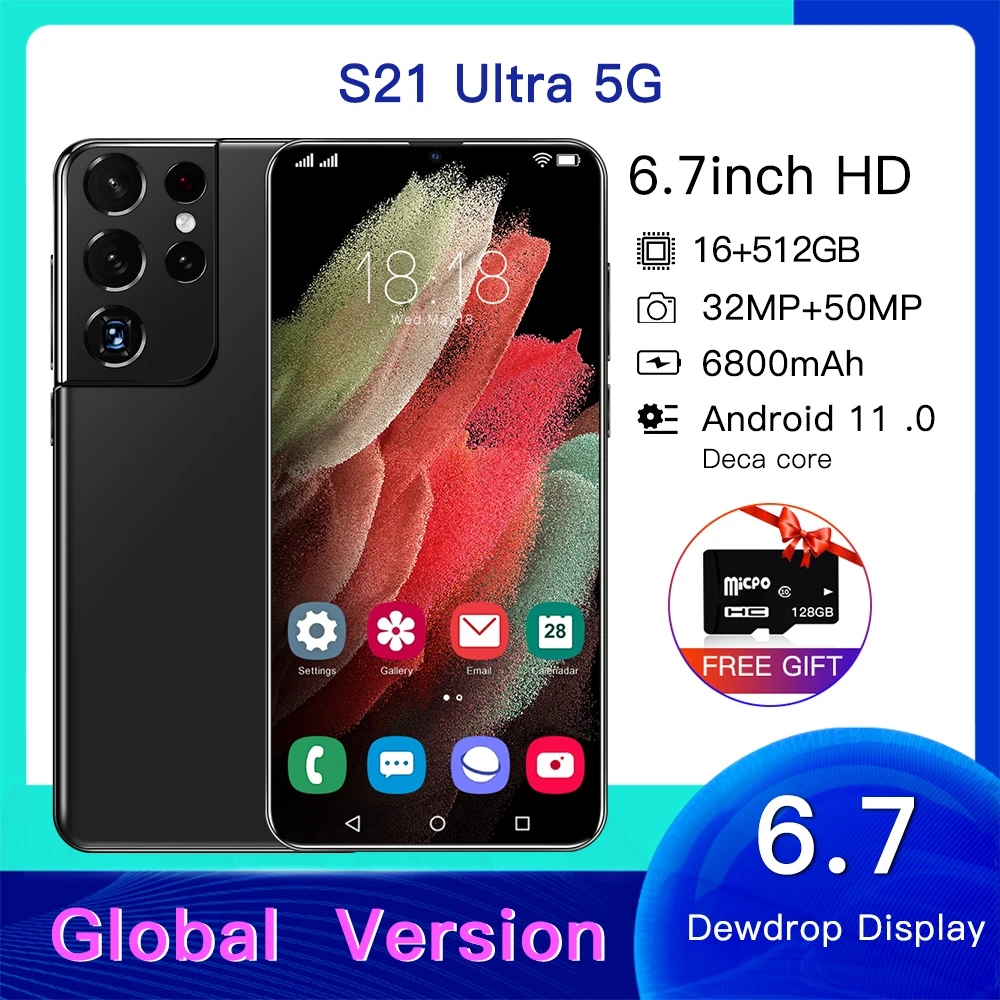 

2021 Global Version Galay S21 Ultra 4G/5G 16GB RAM 512GB ROM Dual Sim Unlocked Mobile Phones Cell Phone Celular Smartphone