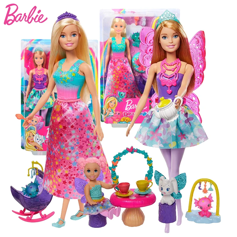 

Original Barbie Brand GJK49 Dreamtopia Fantasy Story Set Accessories 2 Style Kid Toys Birthday Gift Funny Pretend Doll For Girls