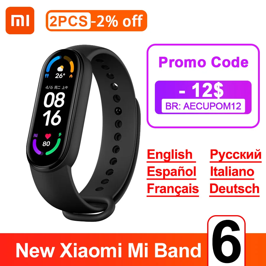  Смарт браслет Xiaomi MiBand 6, 5 цветов, AMOLED, Mi band 6, фитнес трекер с оксиметром в крови, пульсометр, Bluetooth, водонепроницаемый смарт браслет 