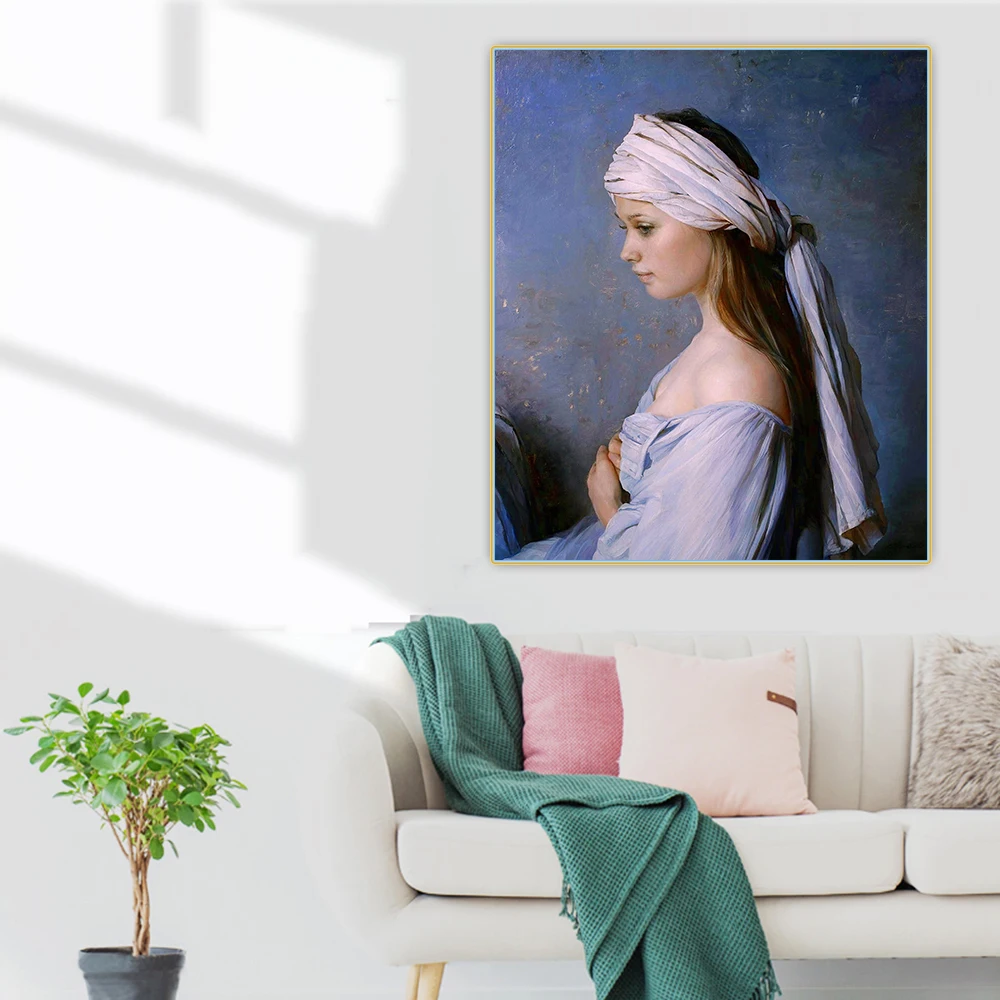 Citon Сергей зефирский сексуальная девушка в шарфе 》 картина маслом на холсте фон