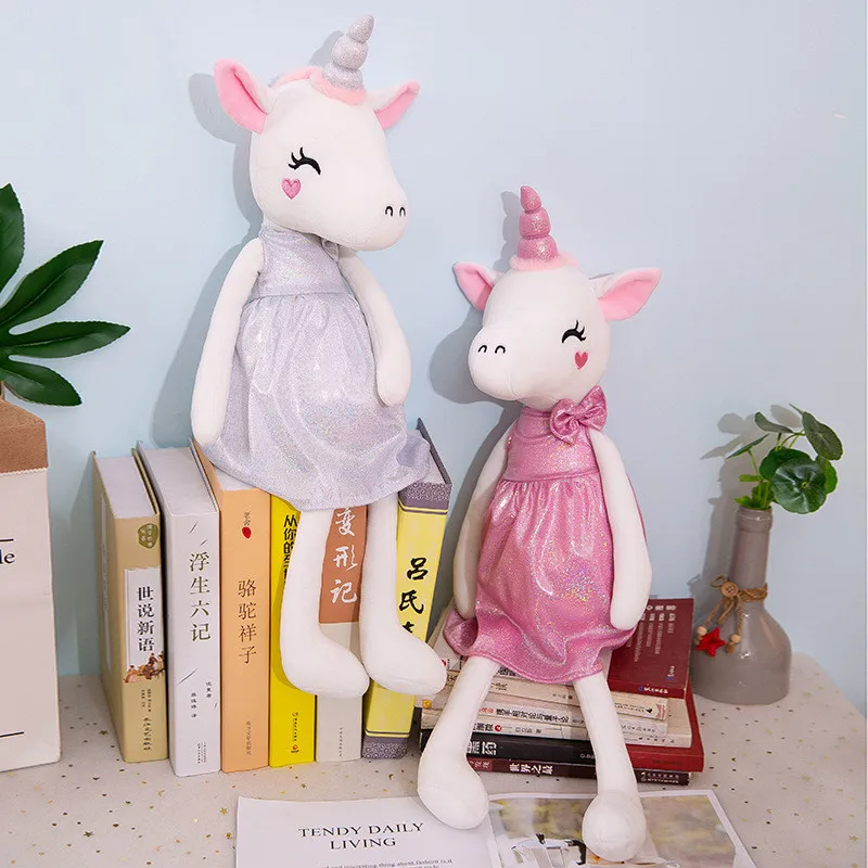 Оптовая продажа 35 см Kawaii Мультфильм Плюшевые игрушечные единороги в юбках Мягкое