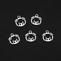50pcslots 11x12mm antique silver plated cute pet pig charms vintage animals pendants for diy bangles jewelry making finding