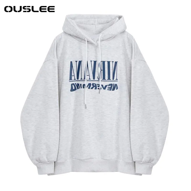 

OUSLEE Женская толстовка корейская мода осень с длинным рукавом мешковатая Повседневная Верхняя одежда в уличном стиле женская одежда свитшот с буквенным принтом