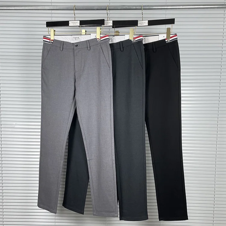 

2021 Fashion TB THOM Brand Pants Men Slim Casual Suit Pants Men's Business Gray Black Autumn Winter Formal Trousers