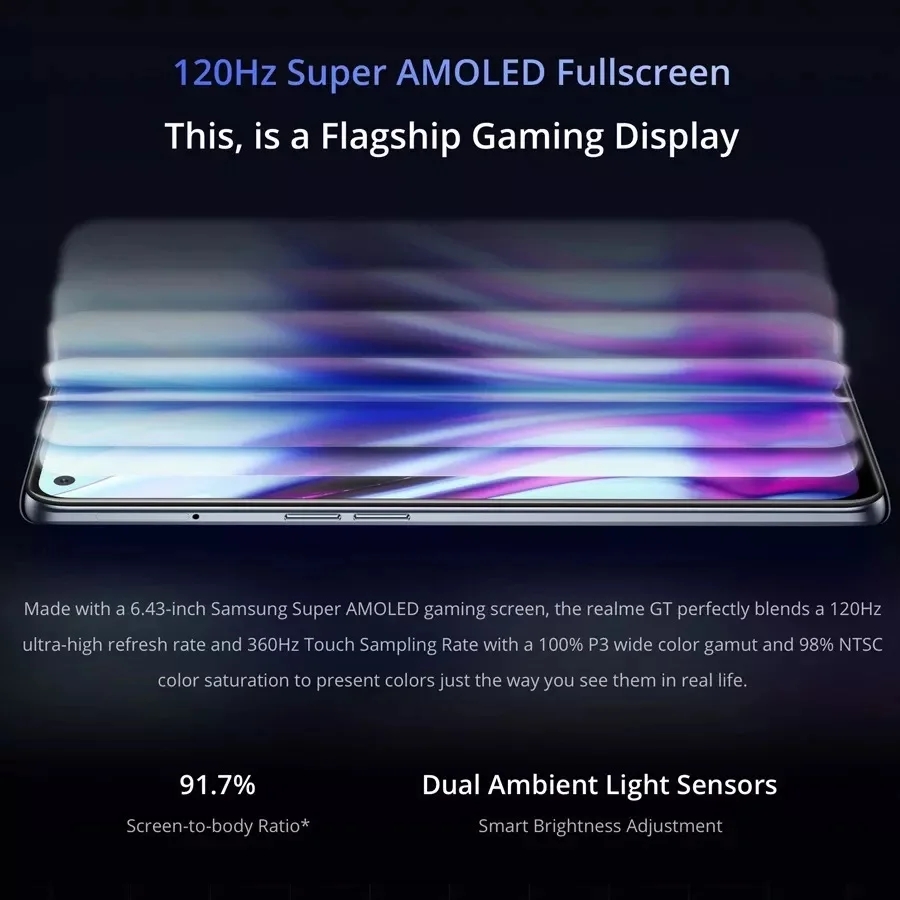 realme gt 5g smart phone google play store snapdragon 888 65w fast charge 120hz 6 43 super amoled 8gb128gb nfc ai hdr phone free global shipping
