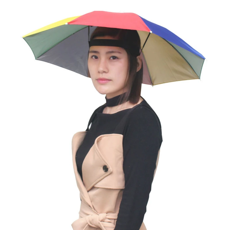 

Portable Rain Umbrella Hat Camouflage Foldable Outdoor Pesca Sun Shade Waterproof Camping Fishing Headwear Cap Beach Head Hats