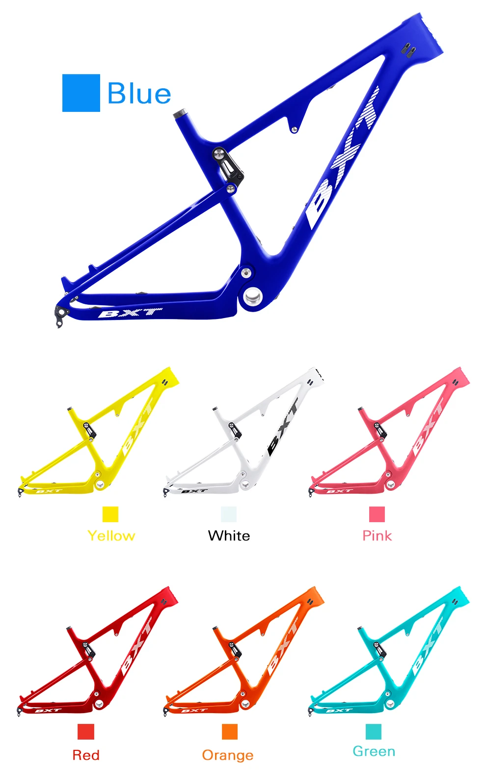 BXT New Full Suspension Carbon Mountain 29er MTB Bike Frame BSA 142X12mm 148*12mm Suspension Frame Travel 100mm Free Shipping