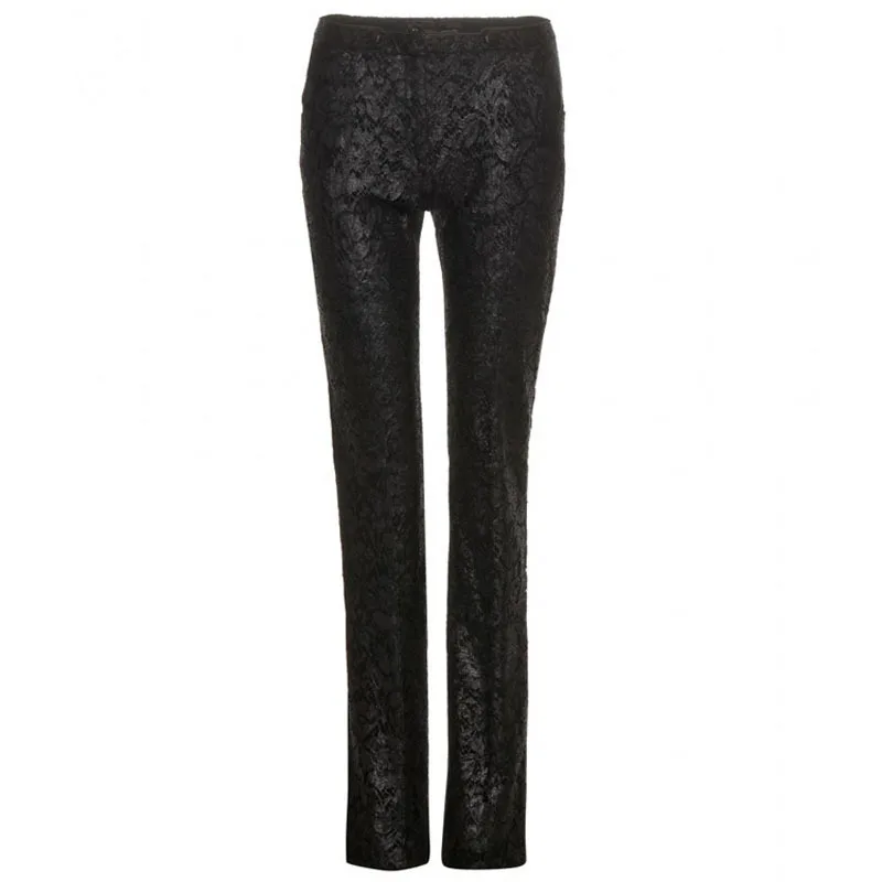 OL Style Lace Women Pants Elegant Low Waist Wrap Slim Fit Straight Leg Pants Femme European Style Stretch Long Trousers Black