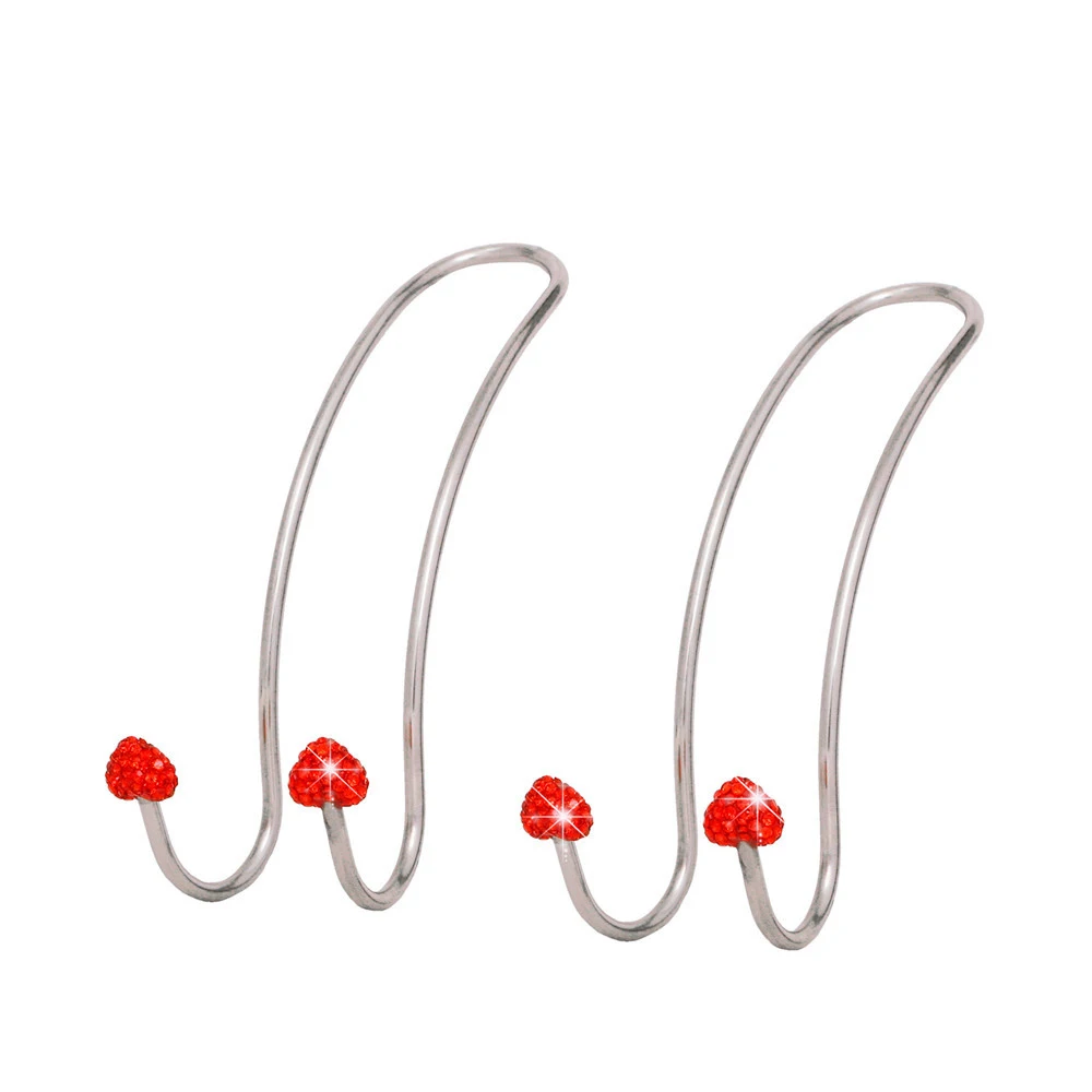 

2pcs Universal Heart-shaped Metal Car Seat Headrest Hanger Hook Holder For Bag Purse Cloth Grocery Storage Auto Fastener Clip