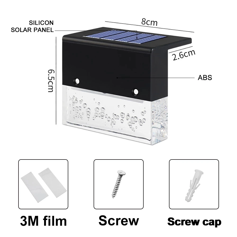 

2/4/6/8pcs LED Solar Lamp Path Stair Outdoor Waterproof Wall Light Garden Landscape Step Deck Lights Balcony Fence Solar Lights