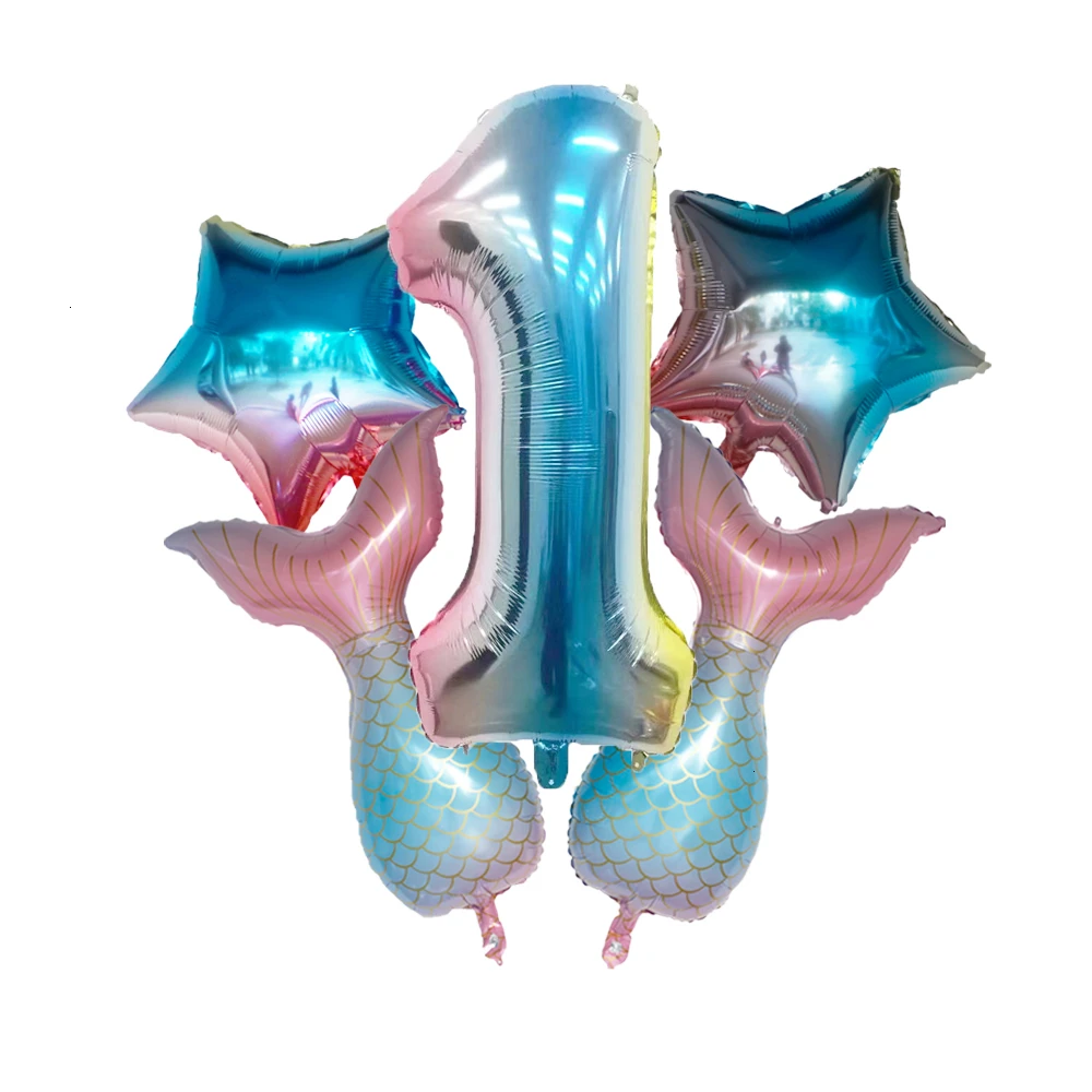 1 шт. фольгированные гелиевые шары русалки 32 дюйма цифры и 18 дюймов пятиконечная